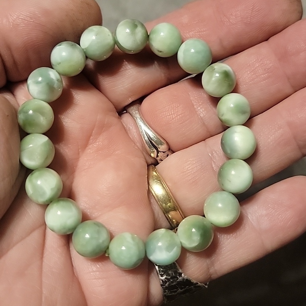 10.2mm Green Larimar Natural Gemstone Cabochon Atlantis Stone Pectolite Bracelet